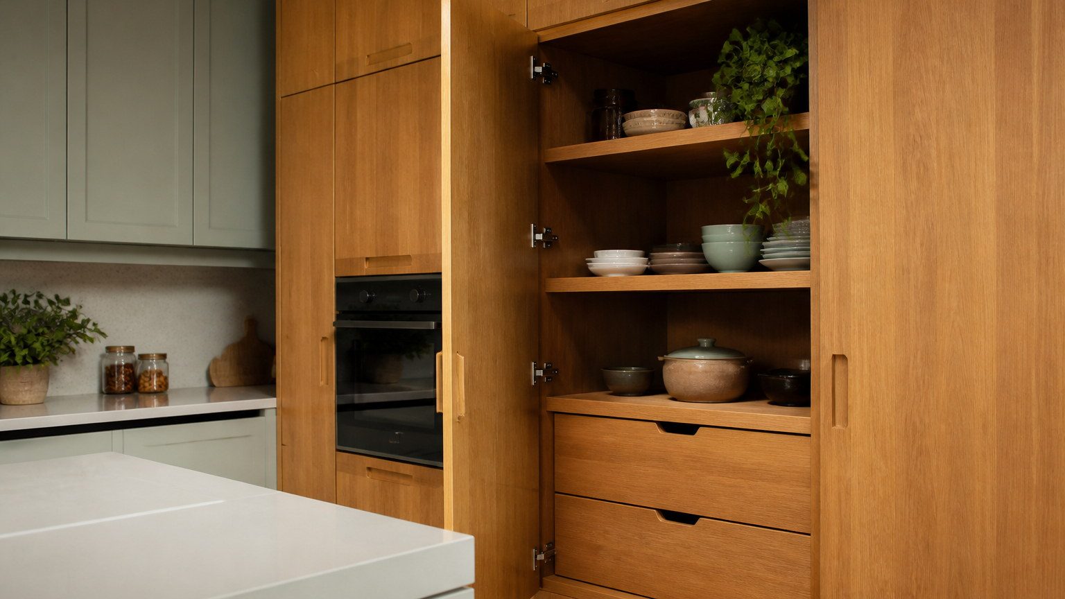 Finished millwork in an Indian home: wardrobe carcasses with clean, sealed junctions