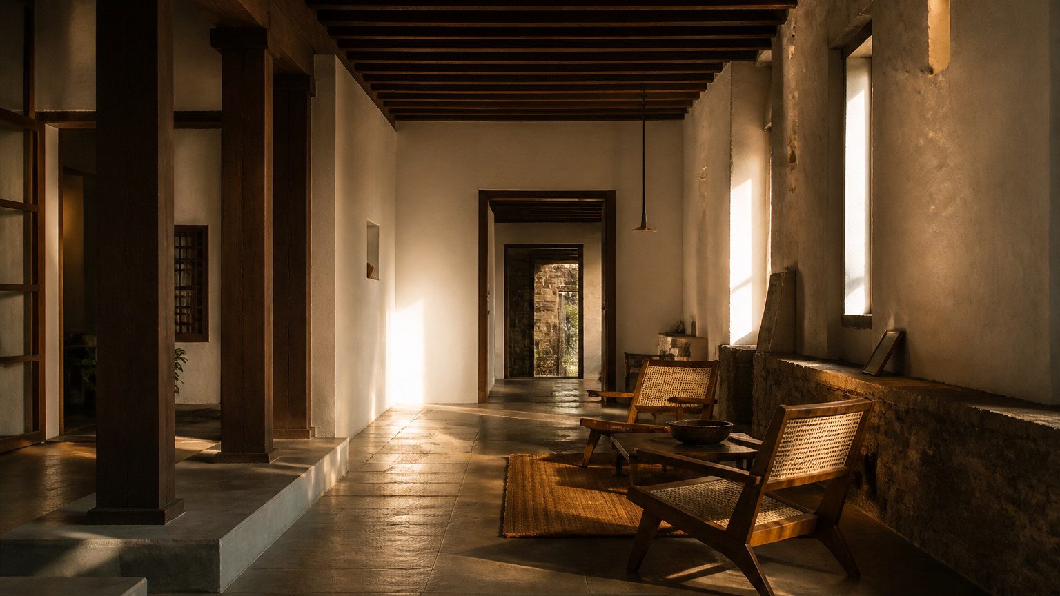 A mature interior in natural light, expressing continuity and quiet permanence